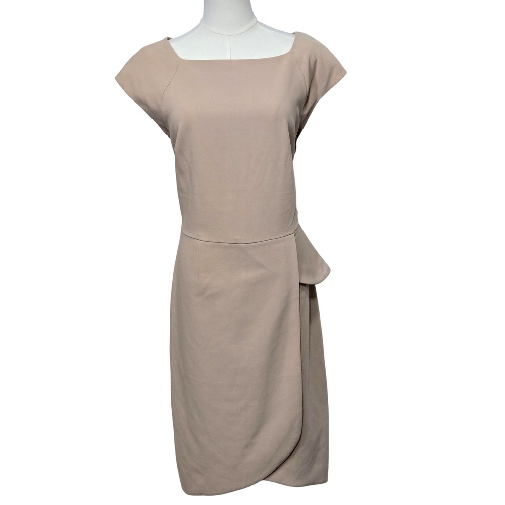 The Limited Sheath Dress Womens 14 Taupe Scandal Collection Asymmetrical Peplum
